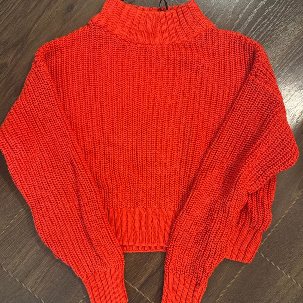 Cotton Blend Knit Red Sweater – Size Small